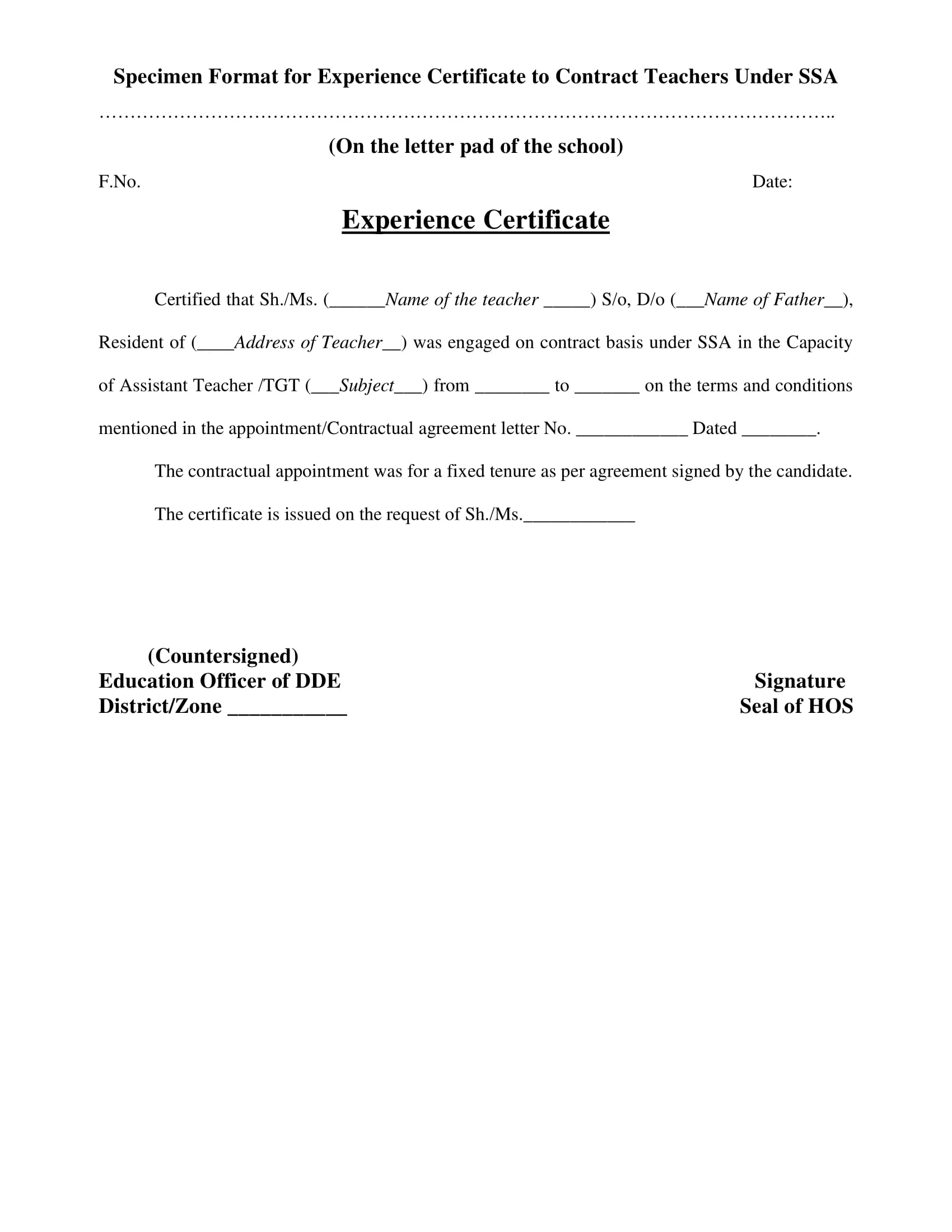 Experience Certificate Format - fasrtemplates Throughout Certificate Of Experience Template